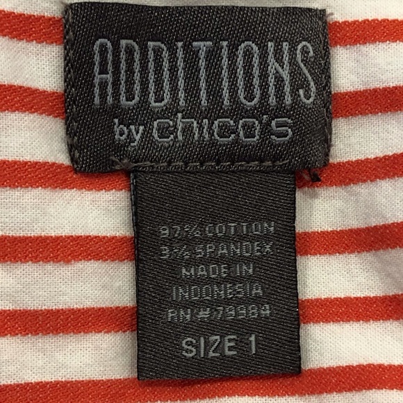 Additions by Chico’s White and Orange Stripe Button Down Top, Size 1 (M) - Picture 5 of 7